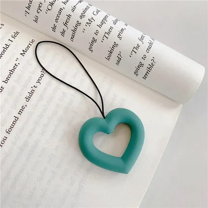 Green Love INS/силиконовый ремешок для мобильного телефона с милым сердечком для ключей, USB, кольца для пальцев, аксессуары для телефонов, веревка - Цвет: Green Love