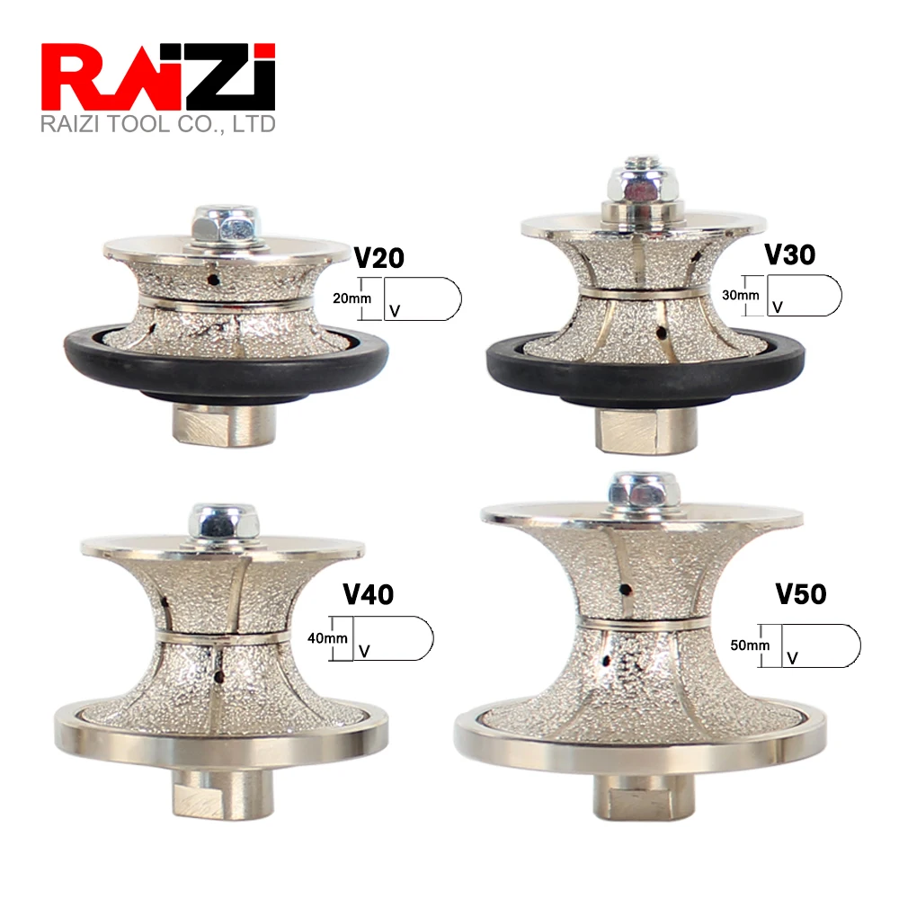 Raizi Vacuum Brazed Diamond Hand Profile Router Bit Angle Grinder For Granite Marble Stone Full Bullnose Grinding Profiler Wheel