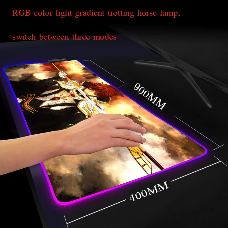 Yuzuoan RGB Программируемый коврик для мыши утолщенный фиксирующий Офисный Компьютерный Настольный коврик светодиодный коврик с разноцветным освещением ковёр коврик универсальный 900X400