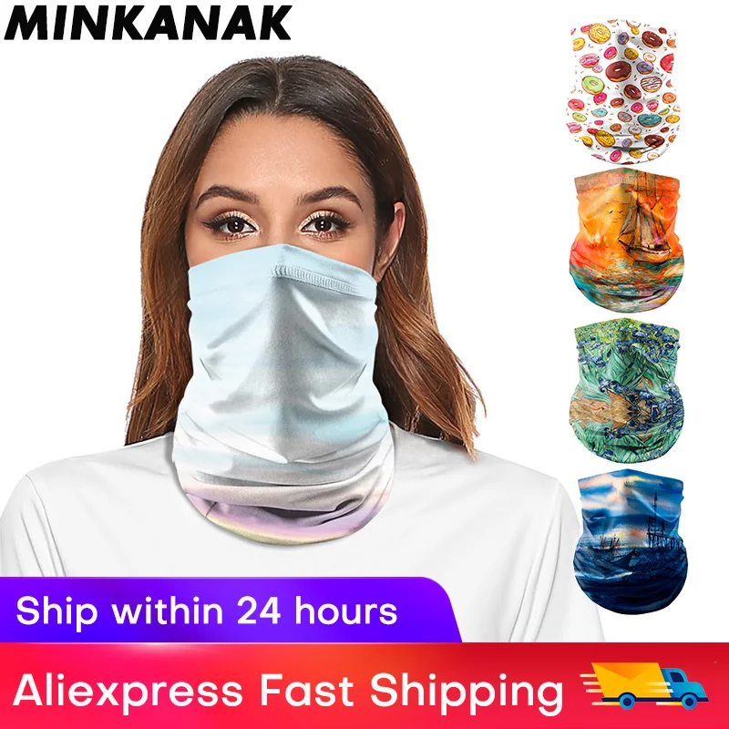 MINKANAK Fashion Balaclava Neck Gaiter Anti-dust Breathable Bandana Buff Marvel Tube Scarf Insect-proof Seamless Hip-hop Dancing |