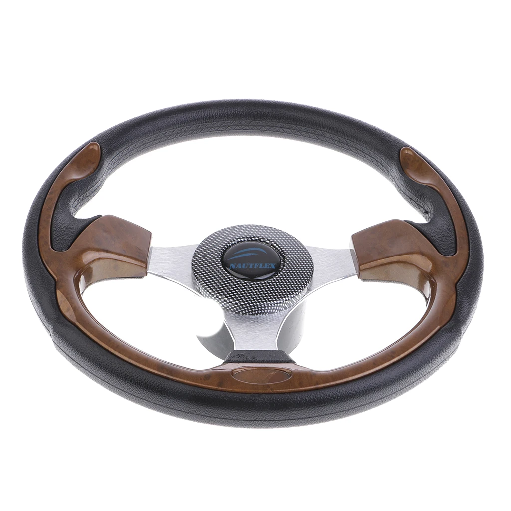 320mm Aluminum Alloy Marine Boat Pontoon Steering Wheel 3 Spoke 3/4