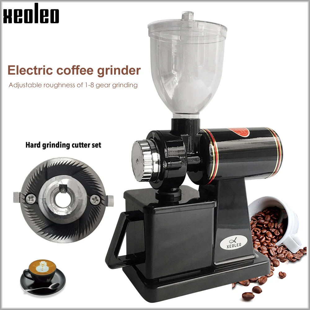 Xeoleo-電気コーヒーグラインダー600n,コーヒーマシン,コーヒー豆挽き肉,フラットバー,研削盤,100w,赤,黒