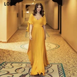 LORIE Exquisite Evening Dress 2021 Sexy V Neck Cap Sleeves Prom Gown Plus Size Soft Satin Vestidos De Fiesta Party Dress 2021