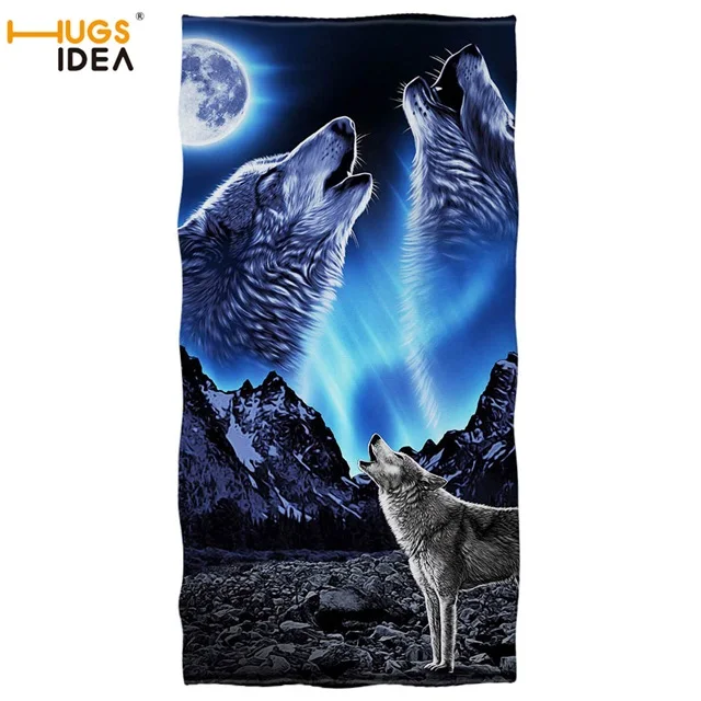 HMM883 HUGSIDEA Cool Moon Wolf ткань с принтом полотенце s Thichen пляжное полотенце текстиль из микроволокна полотенце для рук животное Йога/спа/покрывало для плавания - Цвет: HMM883