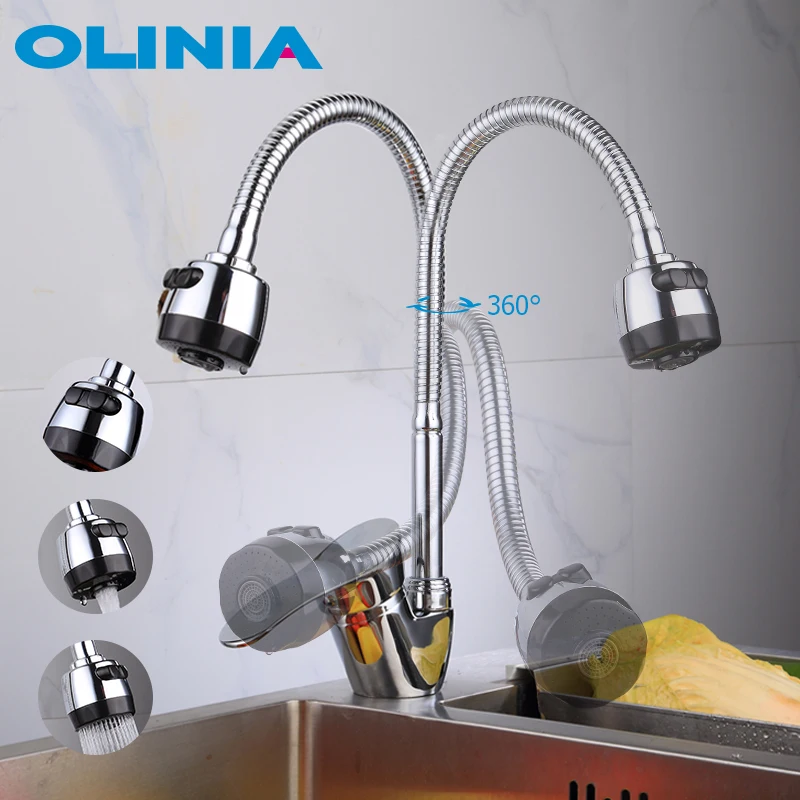 

Olinia Faucet for sink Tap Zinc Alloy Single Handle 360° Rotation Contemporary Popular Cold & Hot Water Convenience OL8095W
