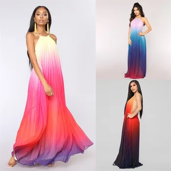 

Beach Dresses Swimsuit Cover Tunics For Clothes Swimwear Womens 2020 Wise Gradual Pleated Chiffon Dress Acetate Patchwork