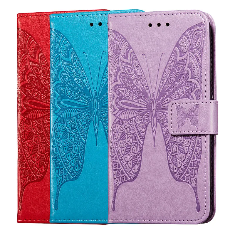 

XiaoMi RedMi 9A Case butterfly pattern Leather Flip wallet Card slot Stand Phone Case For RedMi 9A Soft Silicone Back Cover
