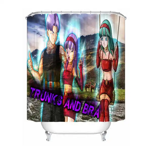 Shower Curtain Пользовательские водонепроницаемые занавески для душа Dragon Ball Z Goku и Gohan аниме@ 01 с принтом декора ванной комнаты различных размеров#180324-01-05 - Цвет: Shower Curtain