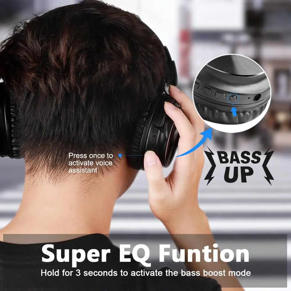 Fones de Ouvido sem Fio Fone sobre a Orelha Bass com Microfone para o Telefone Oneodio Bluetooth Estéreo Super pc tv Esporte A11 5.0 - Image 5