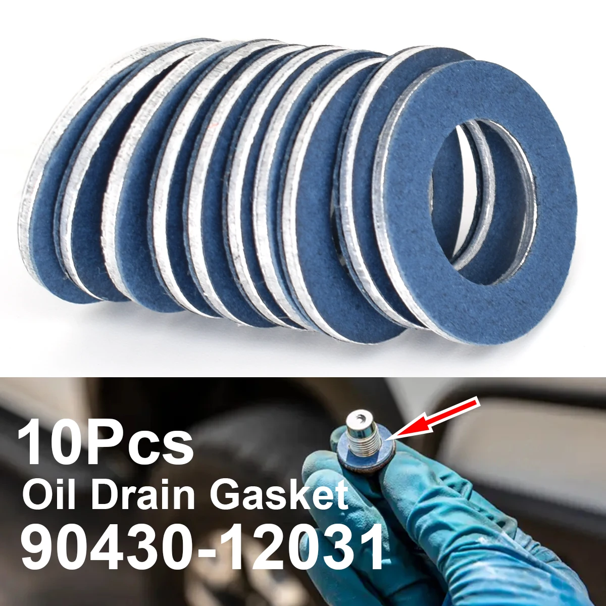 Oil Drain Plug Gasket Thread Sump Bolt Washer 12mm Hole Seal Ring Car Engine Toyota Camry Corolla Lexus 90430-12031 10pcs