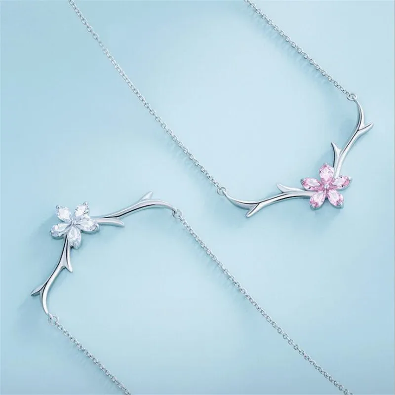 New Simple Sweet Deer Beautiful Flower 925 Sterling Silver Jewelry Personality Antler Clavicle Chain Popular Necklaces H462 | Украшения и