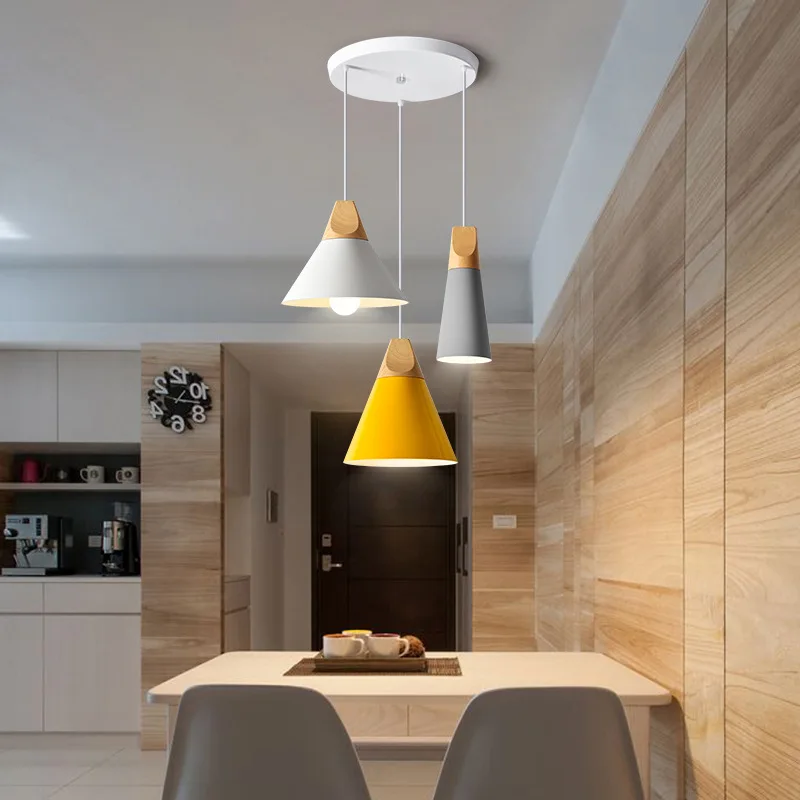 

Nordic Modern Minimalist Restaurant Chandelier Creative Combination Three Head Color Marca Dragon Lantern Bar Counter Cool Chand