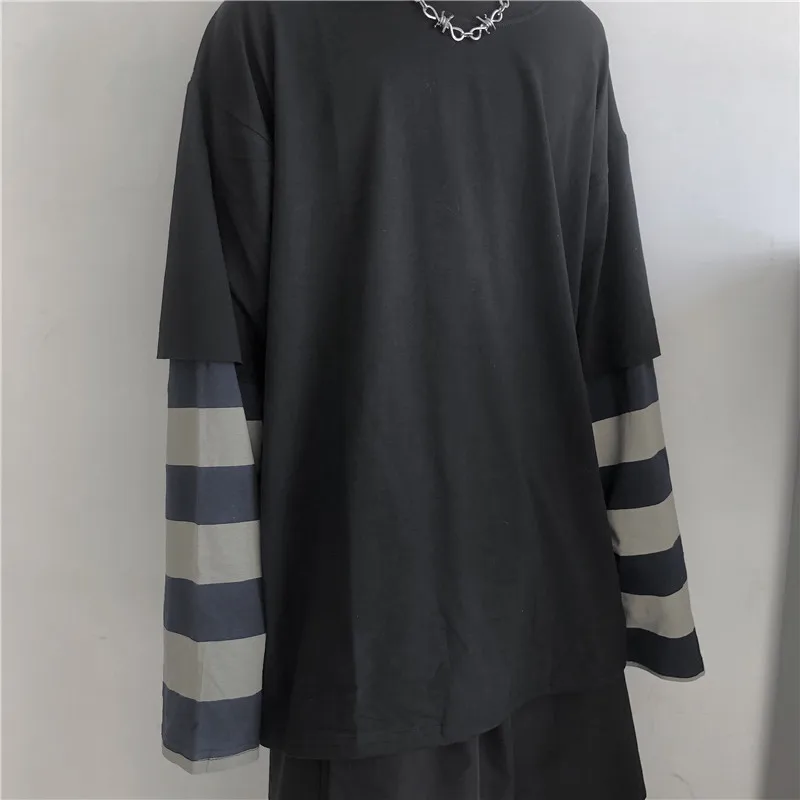 Lychee Harajuku хит цветная Лоскутная Женская футболка Топ Футболка с вырезом лодочкой женские футболки топ тройники в полоску Поддельные 2 штуки женские футболки