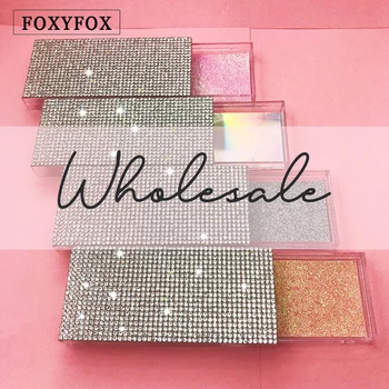 

Foxyfox Wholesale Diamond False Eyelash Packaging Box Custom Logo Fake 3d Mink eyelashes Boxes Faux Cils lash strip Case Empty