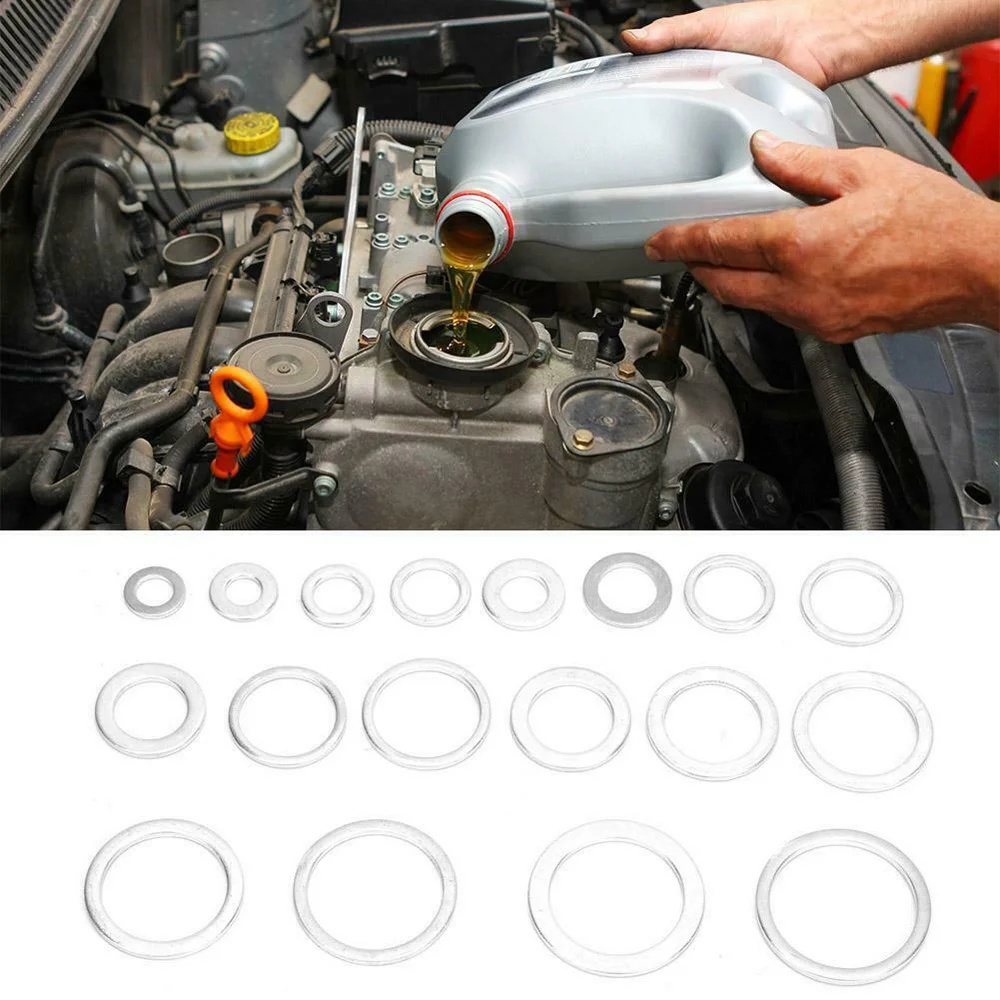 

450pcs Oil Drain Plug Aluminum Washer Gaskets With Plastic Box Set Replacement