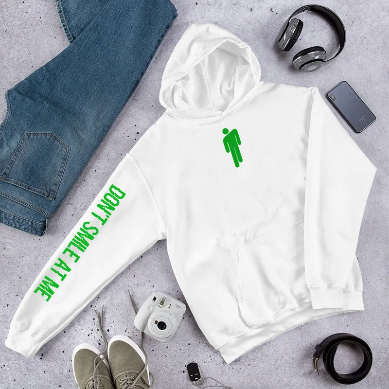 Толстовка с капюшоном с надписью Don't Smile At Me Billie Eilish, желтые и зеленые толстовки с капюшоном, Повседневный пуловер Eilish Merch, уличная одежда для женщин - Цвет: 3