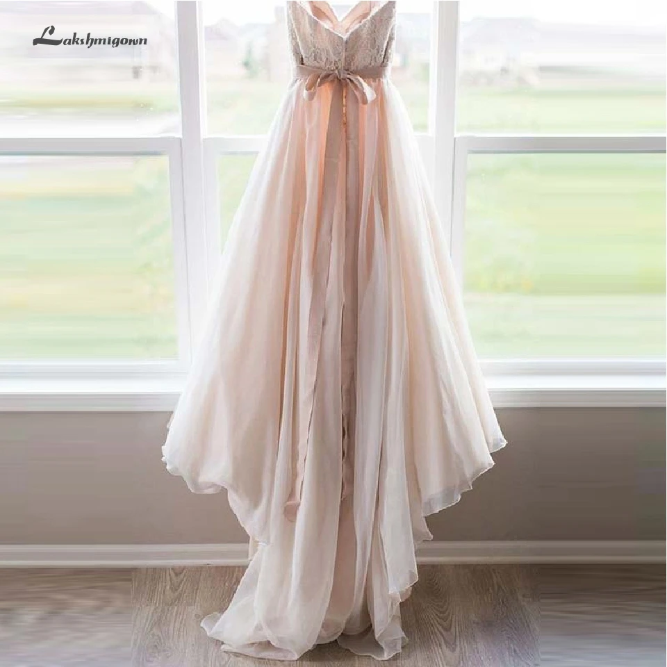 Lakshmigown румянец розовый трапециевидный женский 2019 кружевной лиф Свадебные платья