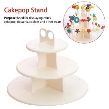 

3 Tiers Storage Tray Multi Holes Home Party Large Capacity Candy Chocolate Easy Clean Kids Display Holder Plastic Cakepop Stand