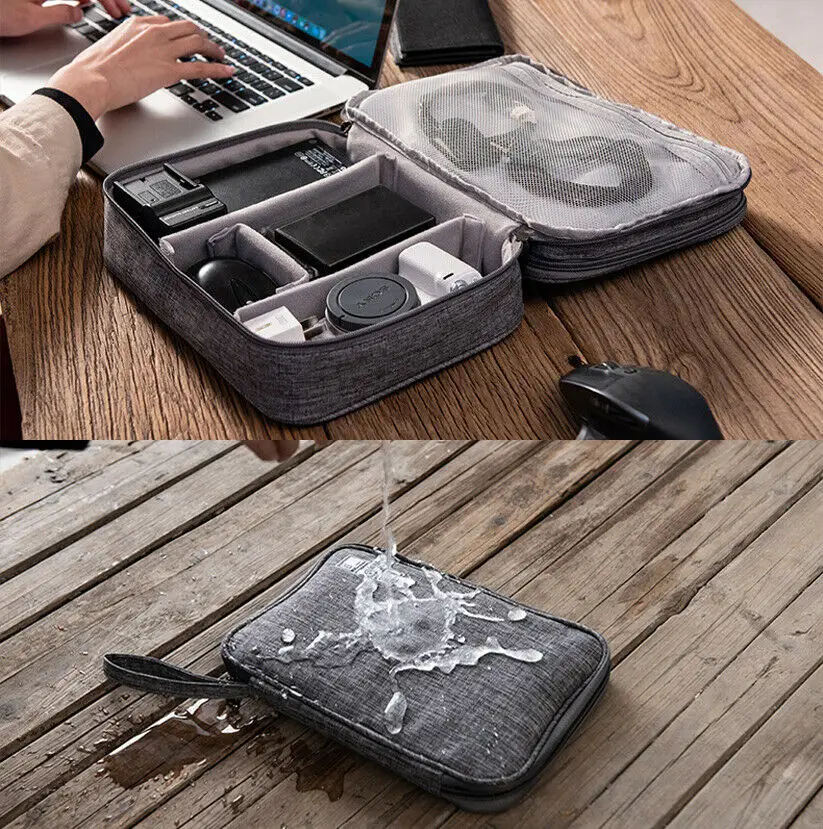 Сумка для хранения кабеля с одной/двойной молнией, цифровая электроника, usb-гаджет, органайзер, чехол для зарядного устройства, косметичка, дорожная Сумка для документов