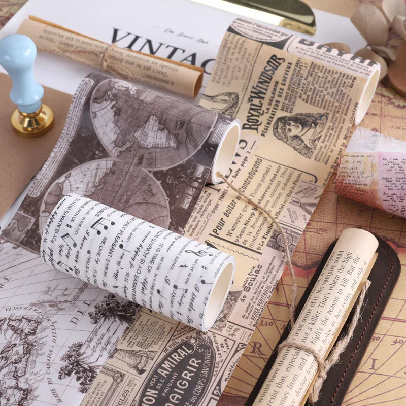 Mu Yu 4 Roll/box Vintage Washi Tape Set Retro Newspaper Masking Tape