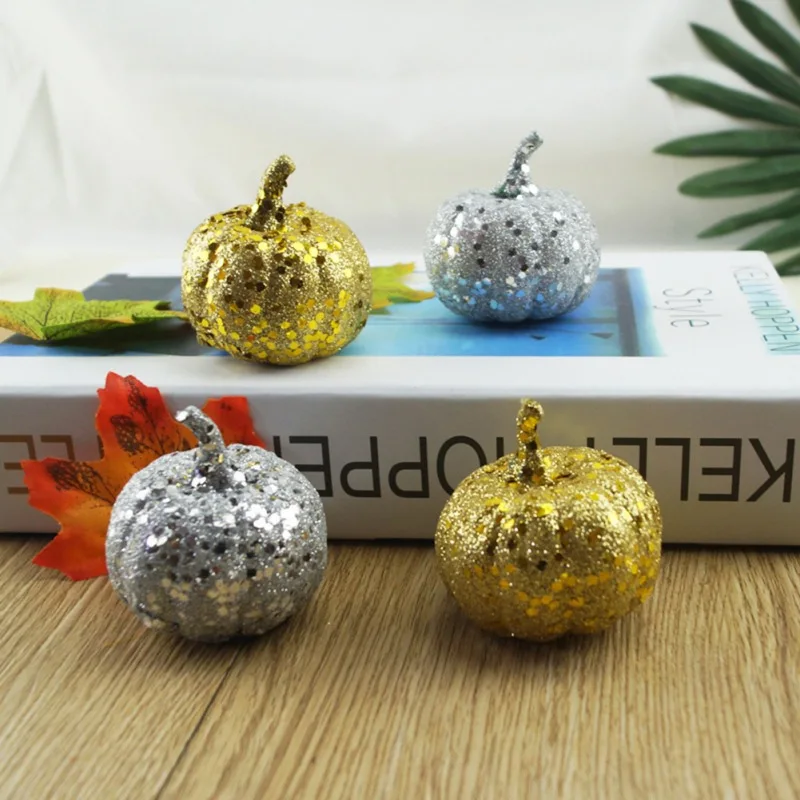 

Simulation Small Pumpkin Set Silver Gold Foam Pumpkin Halloween Thanksgiving Decoration