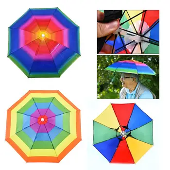 

Portable Rain Umbrella Hat Foldable Outdoor Sun Shade Waterproof Camping Fishing Headwear Cap Beach Head Hats For Adults/kids