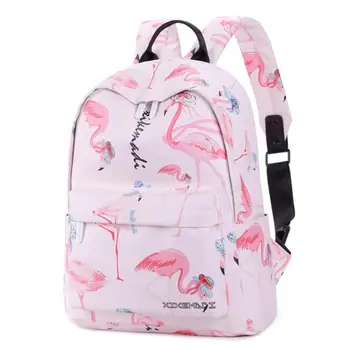 

Flamingo print SchoolBag Female New Campus Backpack women Outdoor Travel Rucksack teenager girls casual Laptop bag Mochila Mujer