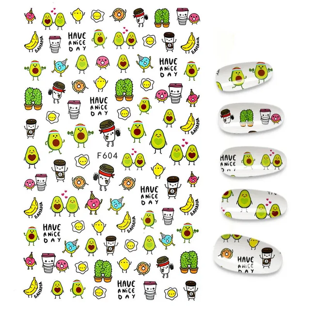 3D Nail Stickers Leaves Butterfly Panda Love Heart Design Stickers For Nails Manicure Foil Nail Art Decor pegatinas para uñas A140119