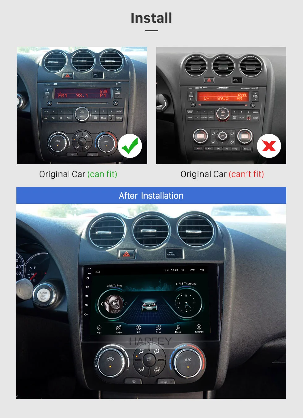 Top Harfey 9 inch Android 8.1 for Nissan Teana ALTIMA 2008-2012 Auto A/C Multimedia Player HD Touchscreen Radio with GPS Navi WIFI 1