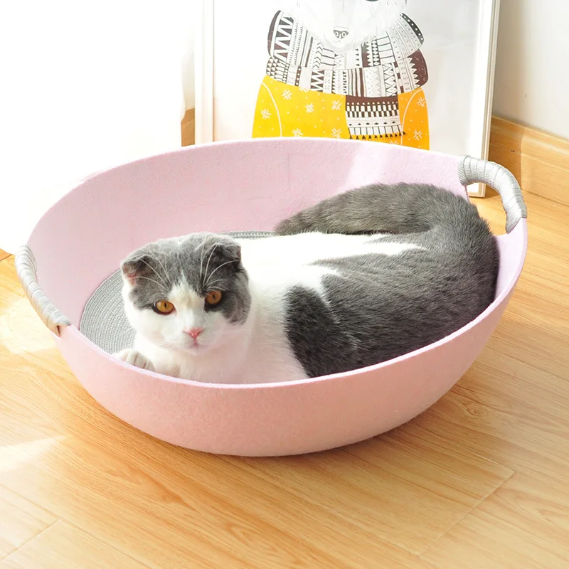 

Creative Cooking Pot Shape Pet Cat Litter Summer Cat Bed with Cold Mat for Teddy Kennel Puppy Felt Universal Cat House& Pot
