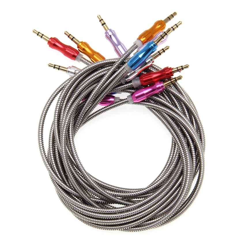 3 5mm Auxiliary Aux Audio Cable Unbroken Metal Shell Stereo Cord 1m For iPhone Samsung Xiaomi Phone Car Speaker Headphone PC