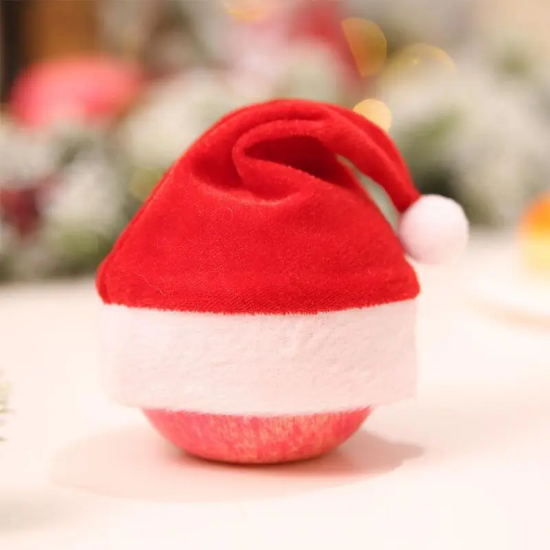 

Christmas Eve Mini Apple Hats Christmas Dinner Party Bottle Red Covers for Kids Gifts Small Apple Hat Xmas Home Decoration H1 x