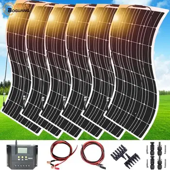 

600w 6*100w Solar Panel Mono Solar Battery Charger with 5V/12V/24V 60A Regulator Controller for Car Yacht Battery Boat RV Home