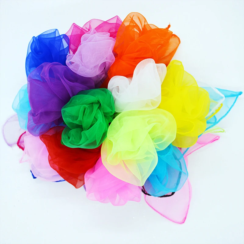

Girls Summer Spring Transparent Square Scarf Solid Color Head Wear Thin Chiffon Scarves Fashion Organza Wraps 45cm X45cm