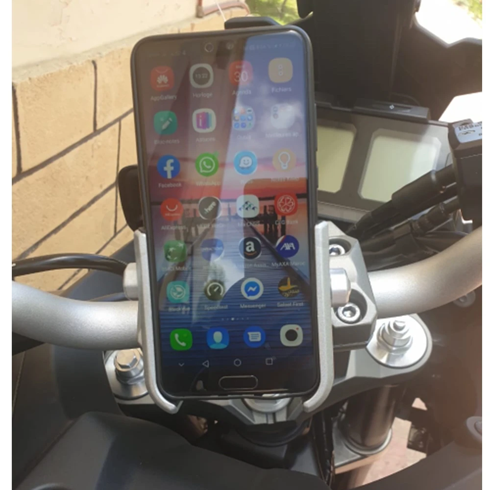Universal Aluminum Motorcycle Phone Mount Adjustable Anti Shake Metal Bike Phone Holder for BAJAJ Benelli BJ600GS Vespa HYOSUNG
