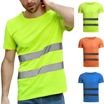 Unisex Reflective Work Shirt High Visibility Safety Casual Baggy Vest Breathable Businss Clothes Reflective Work Tshirt Workwear