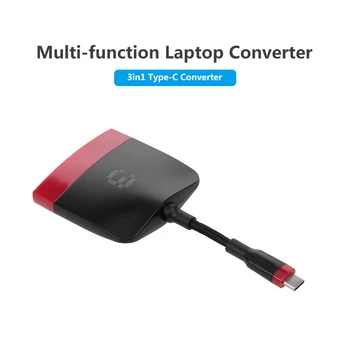 

3in1 Type-C Converter Type-C to HD + USB + PD 60HZ Adapter 4K HD Plug & Play USB HUB