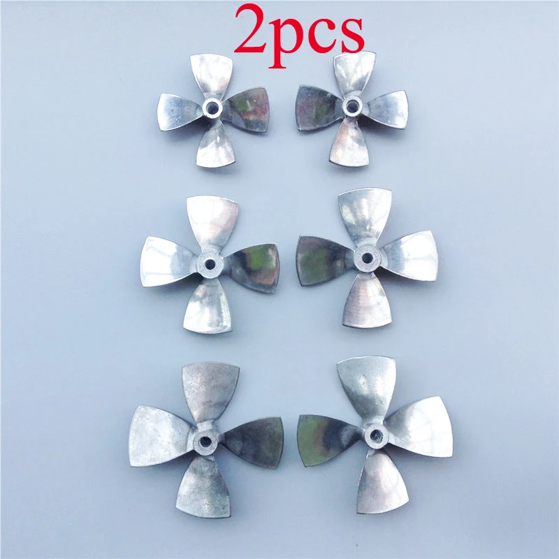 2pcs 4mm/5mm Metal Propeller 44/55/60mm 4blades Zinc Alloy Big Thrust