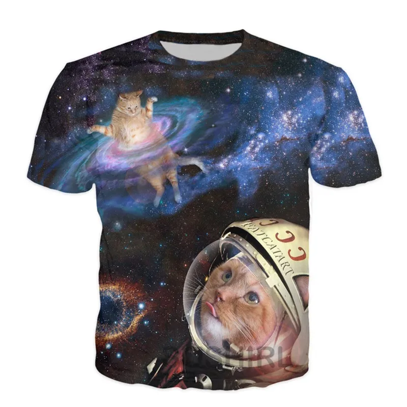 

Футболка SOSHIRL с изображением толстых кошек в космосе, Милая футболка с изображением животных, милые топы с изображением животных, забавные летние футболки в стиле Галактики, уличная одежда унисекс в стиле хип-хоп