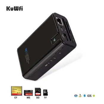 KuWFi Wireless Data share Power bank Travel Router , Wireless SD Card Reader Connect Portable SSD Hard Drive to iPhone iPad 1
