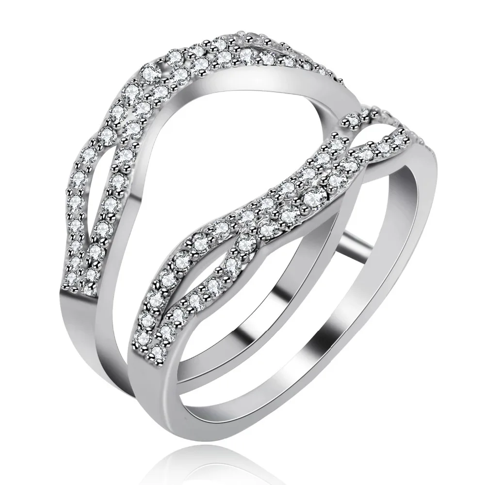 925 стерлингового серебра кубический с цирконием свадебное обручальное кольцо усилитель для женщин модные юбилейные ювелирные изделия Y481