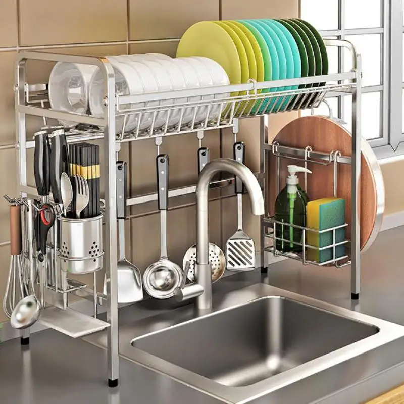 304 Stainless Steel Air Washing Bowl Put Dish Rack Sink Drain Basin Kitchen Above | Дом и сад