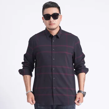 

Plus Large Size 8XL 7XL 6XL 5XL Mens Business Casual Long Sleeved Shirt Classic White Black Dark Blue Male Social Dress Shirts