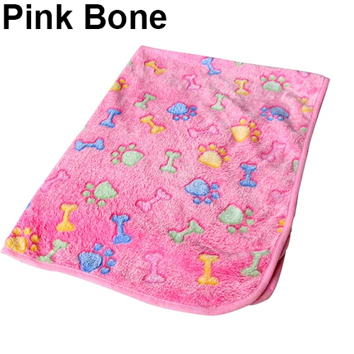 Кошка Собака Щенок Животное кости лапы печати теплый коралловый флис коврик набор мягкое одеяло кровать коврик - Цвет: Pink Bone