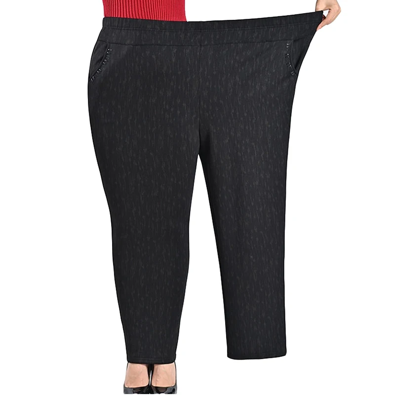 Plus Size XL-8XL Summer Women Pants New Autumn Winter Middl Aged Warm Velvet Elastic Waist Casual Straight Pants Female Trousers cargo capris