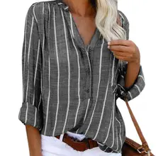 

Sweat Absorbing Trendy Striped Casual Women Shirt Soft Tunic Shirt Long Sleeve for Travel