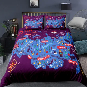 

Haguyy World Map Bedding Set 3D Digital Printing Duvet Cover Set Pillow Case 2/3pcs Queen King Twin Size Home Textile