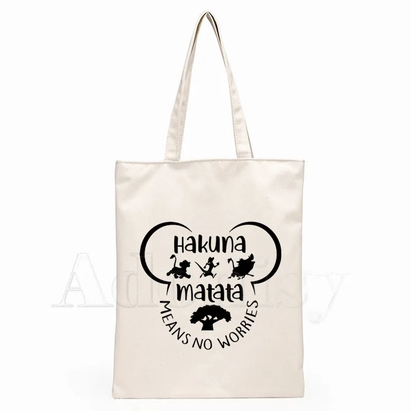 

HAKUNA MATATA New Female Handbags Hot Selling Fashion Handbag Canvas Bag Tote Ladies Casual Shoulder Bag Reusable Shopping Bags
