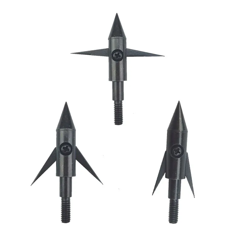 6/12/24 Pcs Black Bow Fishing Broadheads Barbed Arrow Tips Arrowheads Fixed  Blade Movable Blade - AliExpress