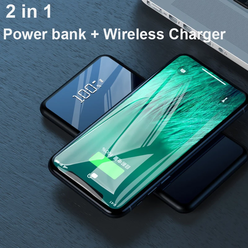 

10000mAh Qi Wireless Charger Power Bank For Xiaomi Mi 9 iPhone Slim Poverbank External Battery Fast Wireless Charging Powerbank